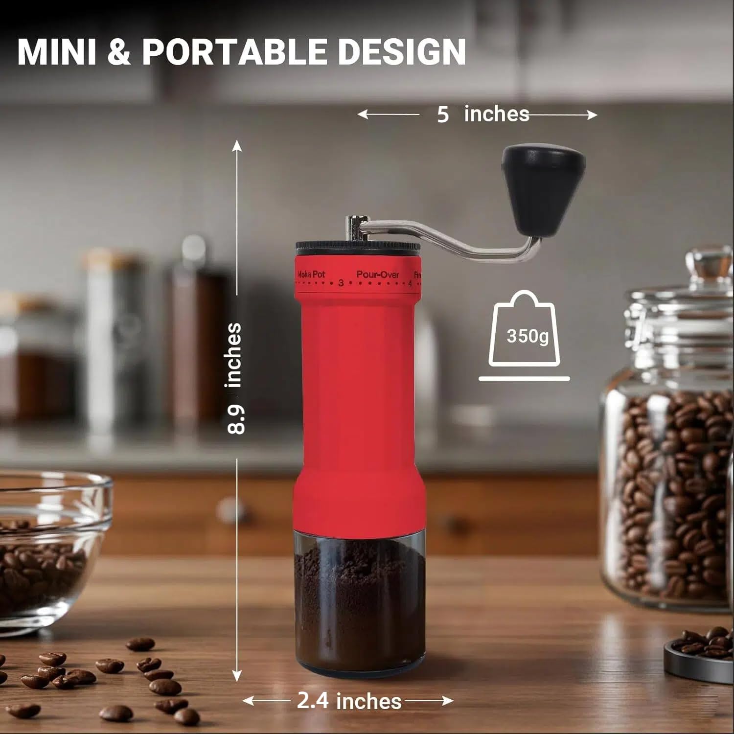 CEVING mini grinder 30g capacity for fresh daily brews.