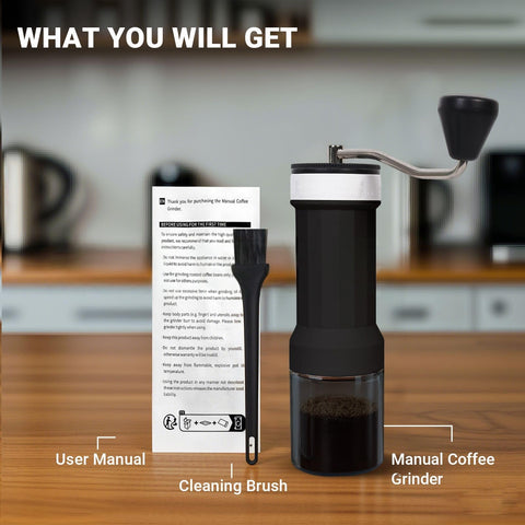 CEVING mini manual grinder easy-clean 3-part design with brush for maintenance.