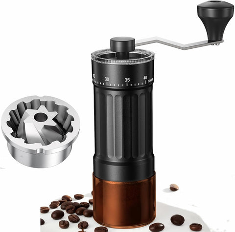 CEVING portable manual coffee grinder with CNC burr for precise grinds on the go.