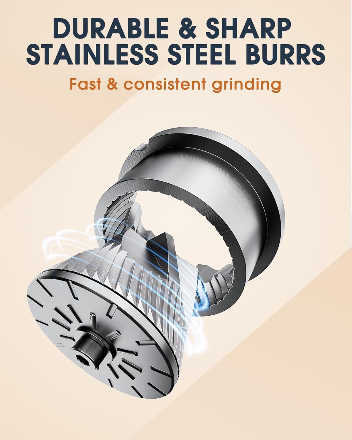 CEVING travel-friendly grinder in compact form ideal for camping or office coffee.