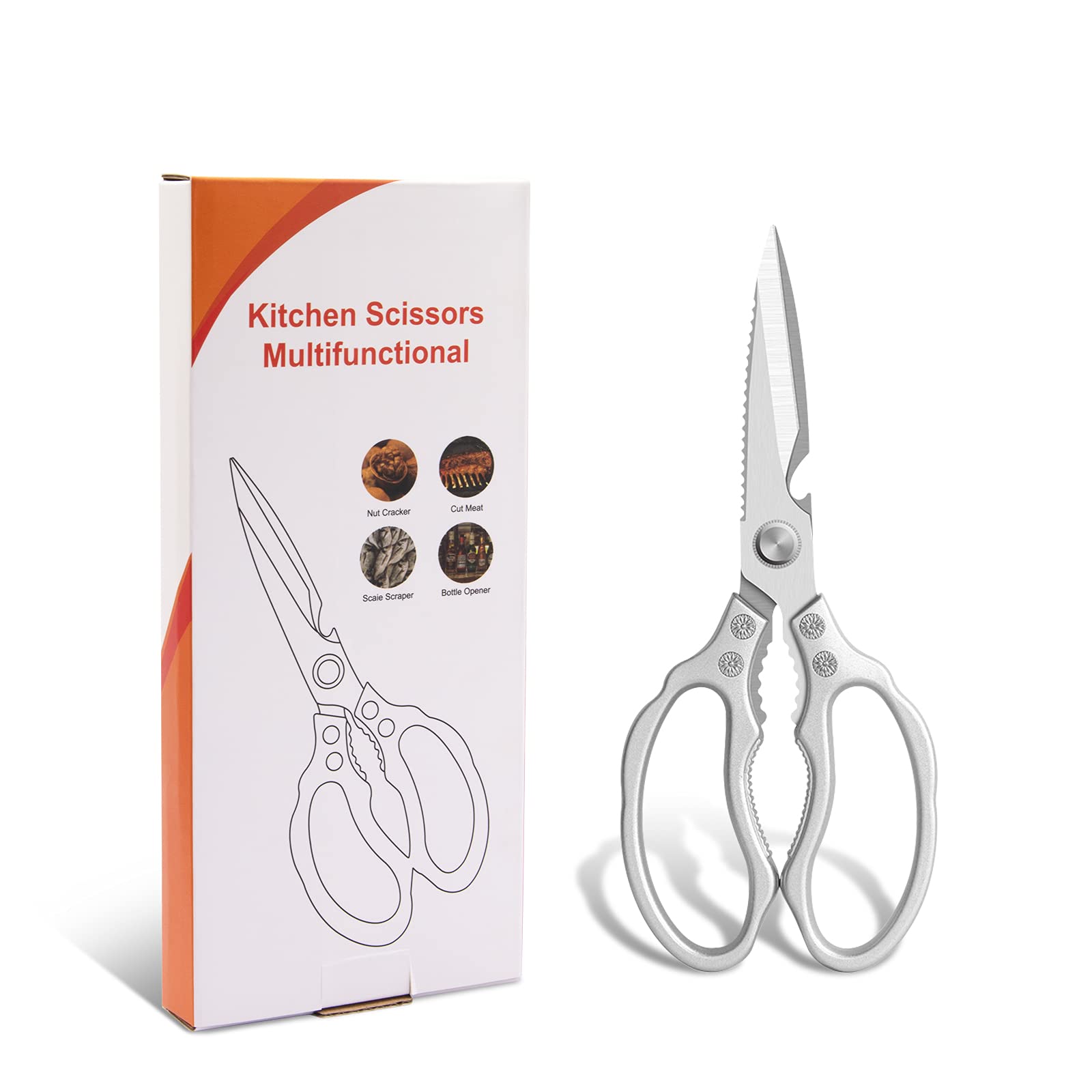 CGBE Kitchen Scissors center-toothed grip for cracking bones.