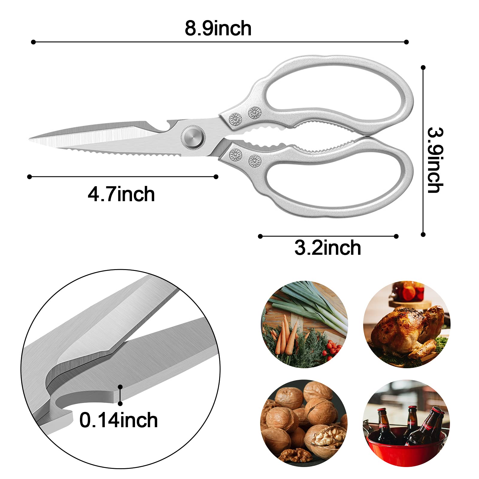CGBE Kitchen Scissors dishwasher-safe design shown for easy cleanup.