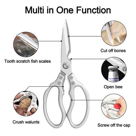 CGBE Kitchen Scissors ergonomic, non-slip handle improves control during prep.