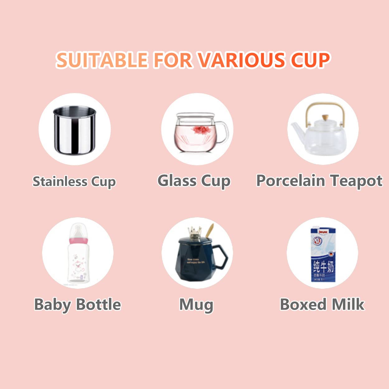 Warmer heats ceramic, glass, and milk bottles for versatile beverages