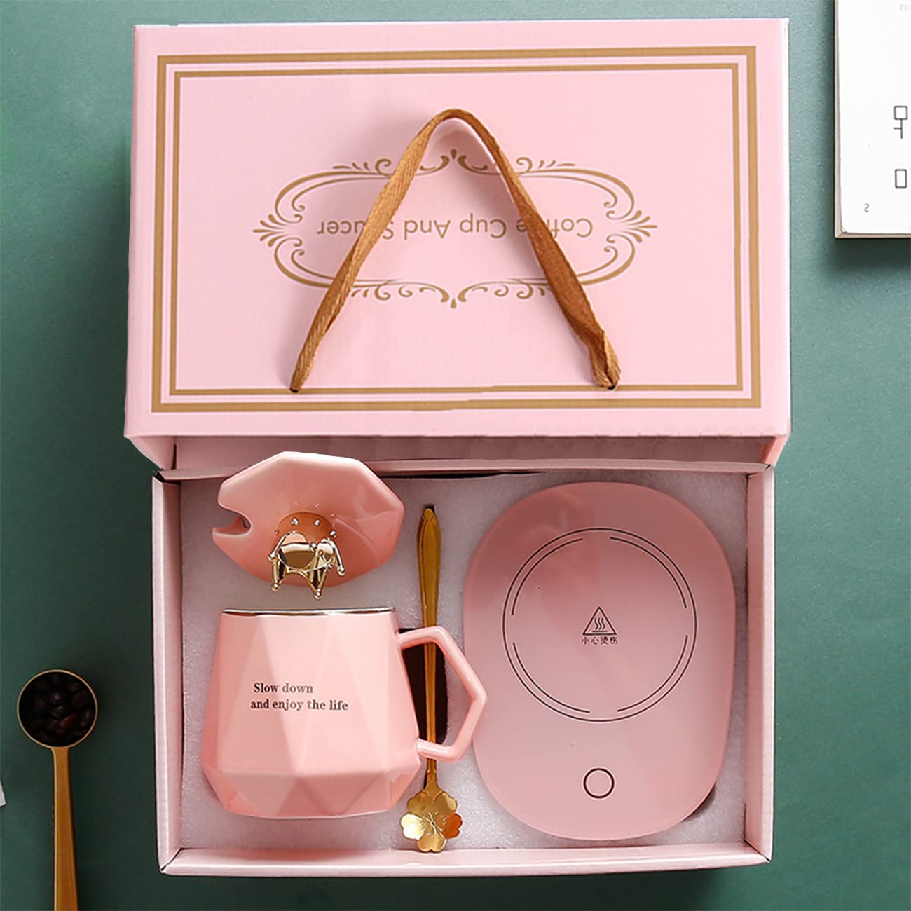 Pink finish adds subtle desk decor while keeping beverages warm