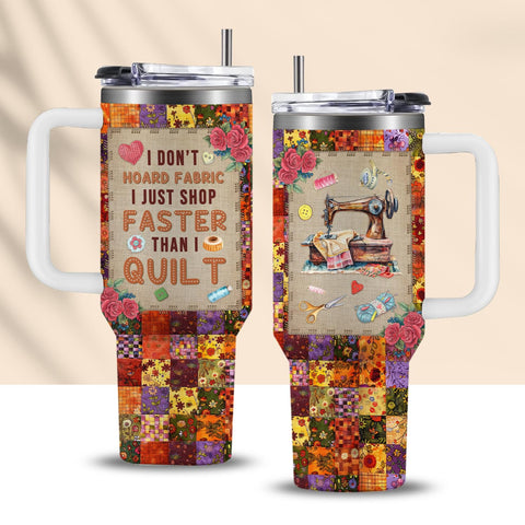 CGMIBAS funny sewing tumbler with quilter quote, ideal for fabric lovers during long projects.