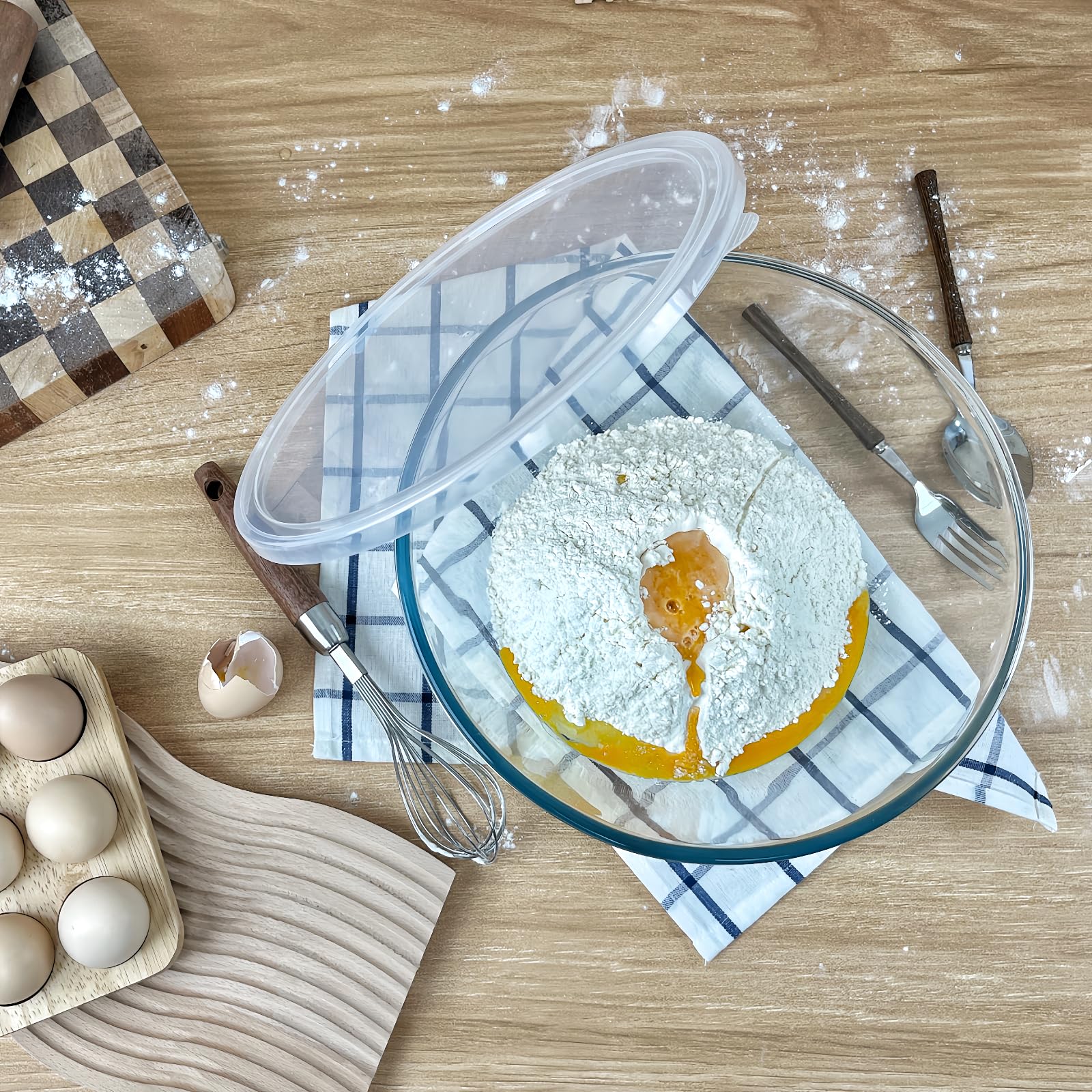 CGNWEEPS large glass mixing bowl oven safe for dough and batters