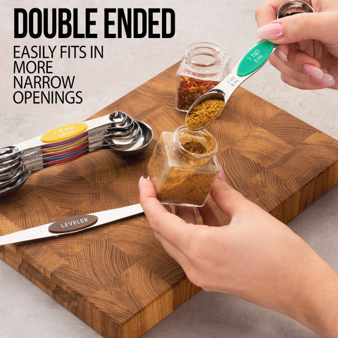 CH1EF brushed stainless finish spoons resist rust and spills.