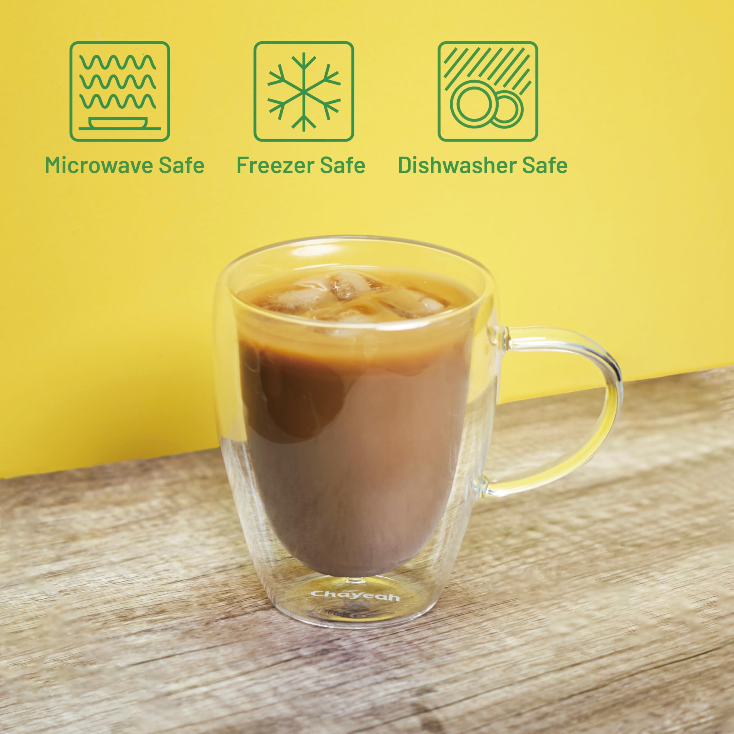 ChaYeah glasses are microwave, dishwasher, and freezer safe for everyday use