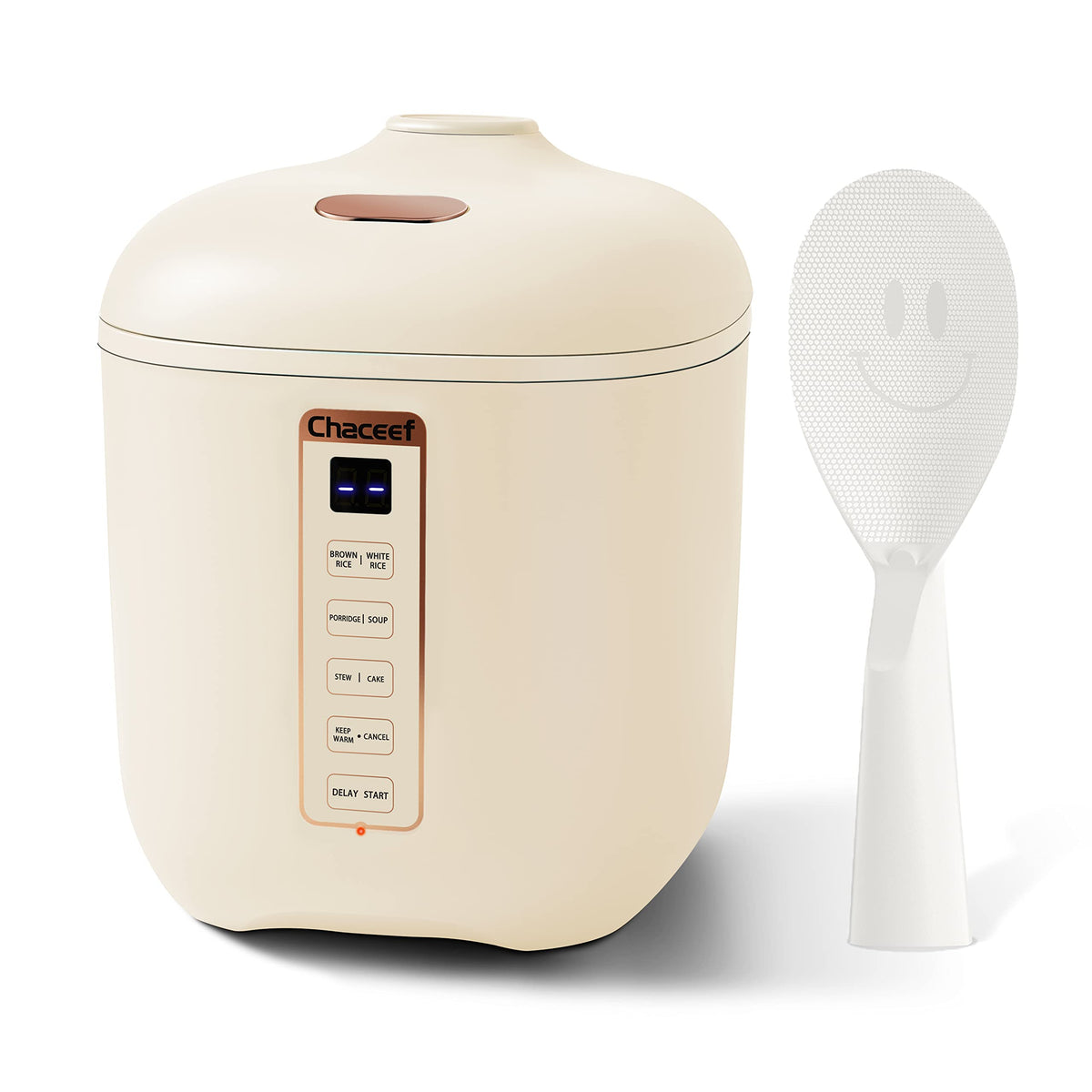 CHACEEF mini rice cooker full view shows compact design for small kitchens