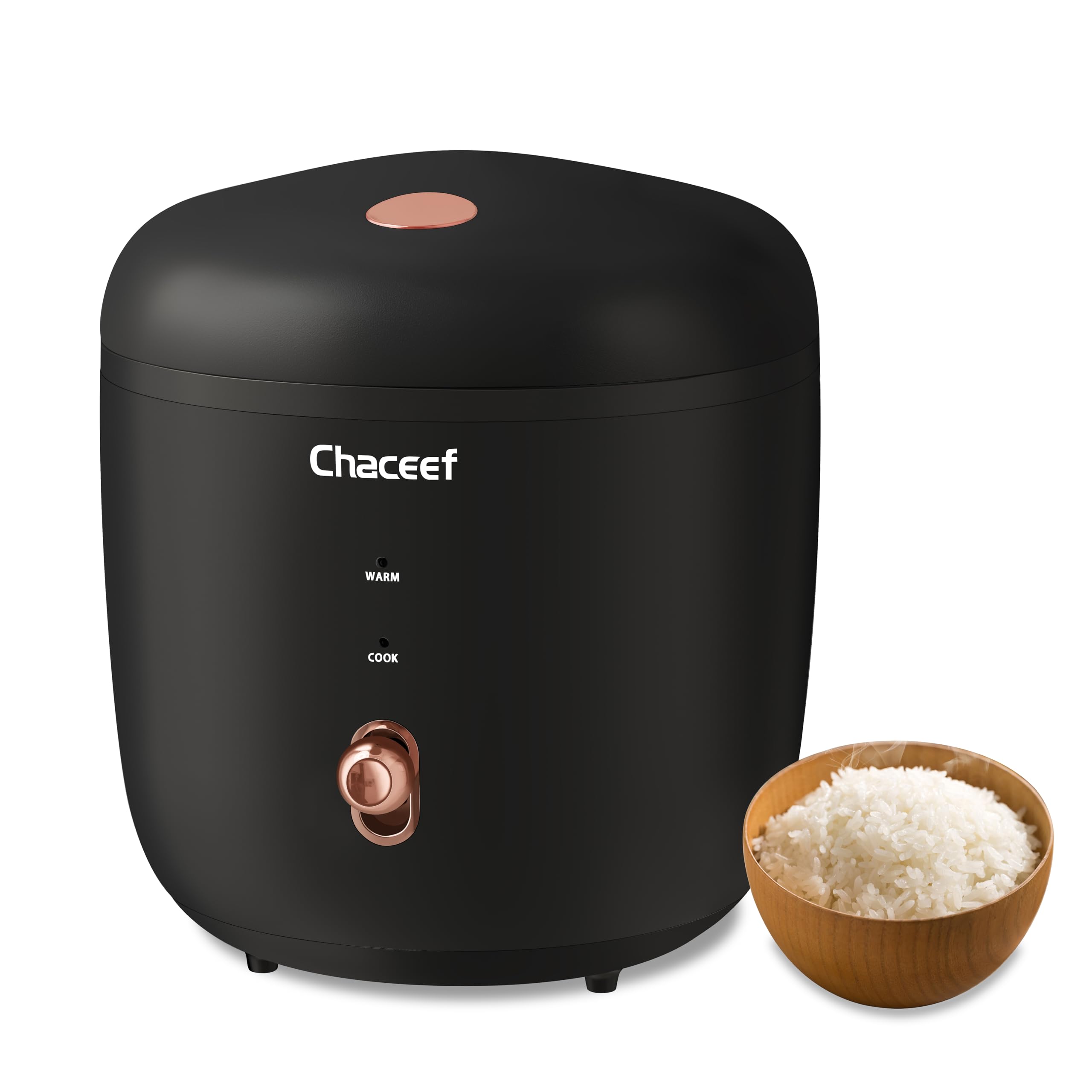 CHACEEF mini rice cooker 1.2L close-up, ideal for small kitchens.