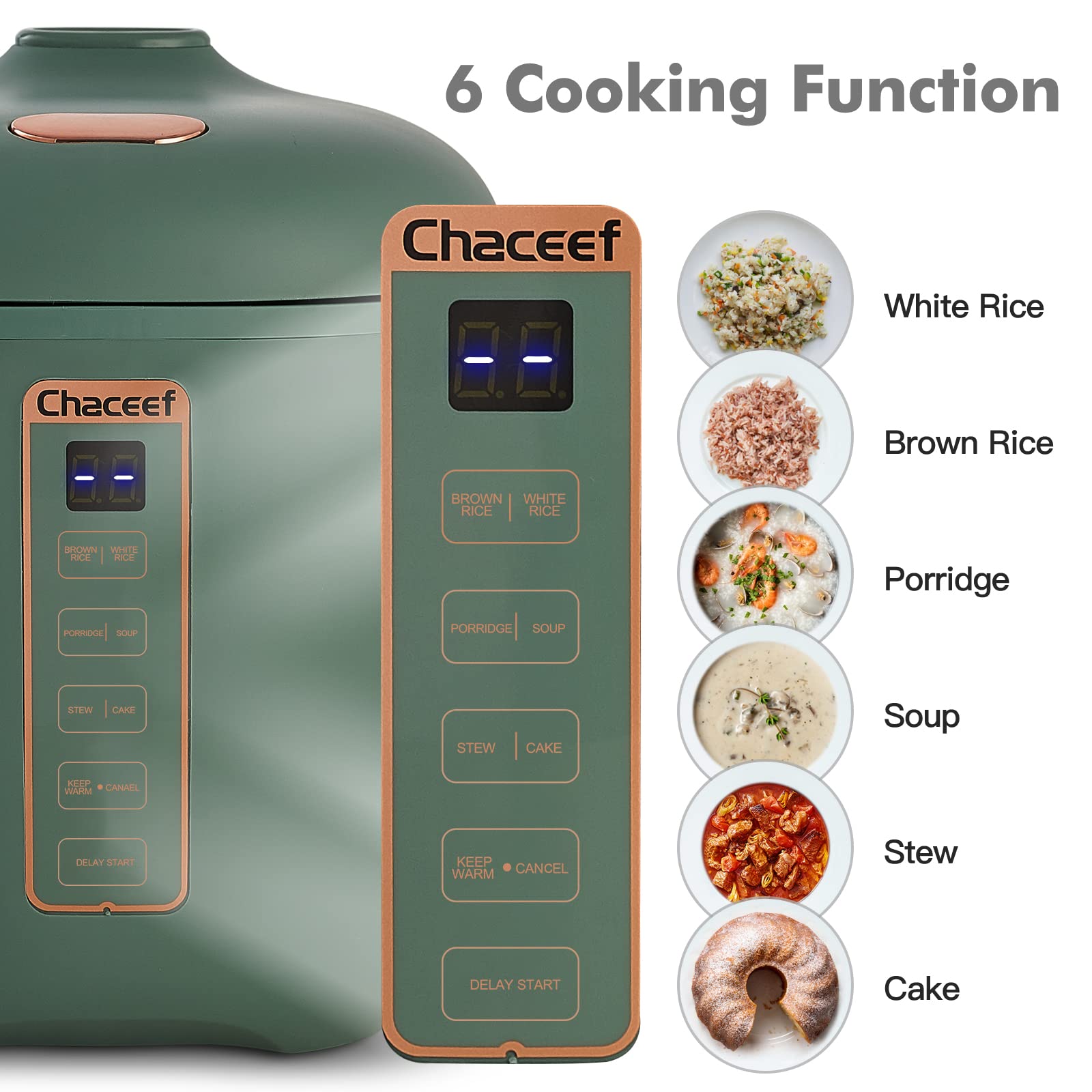 CHACEEF mini rice cooker smart control panel for easy cooking.