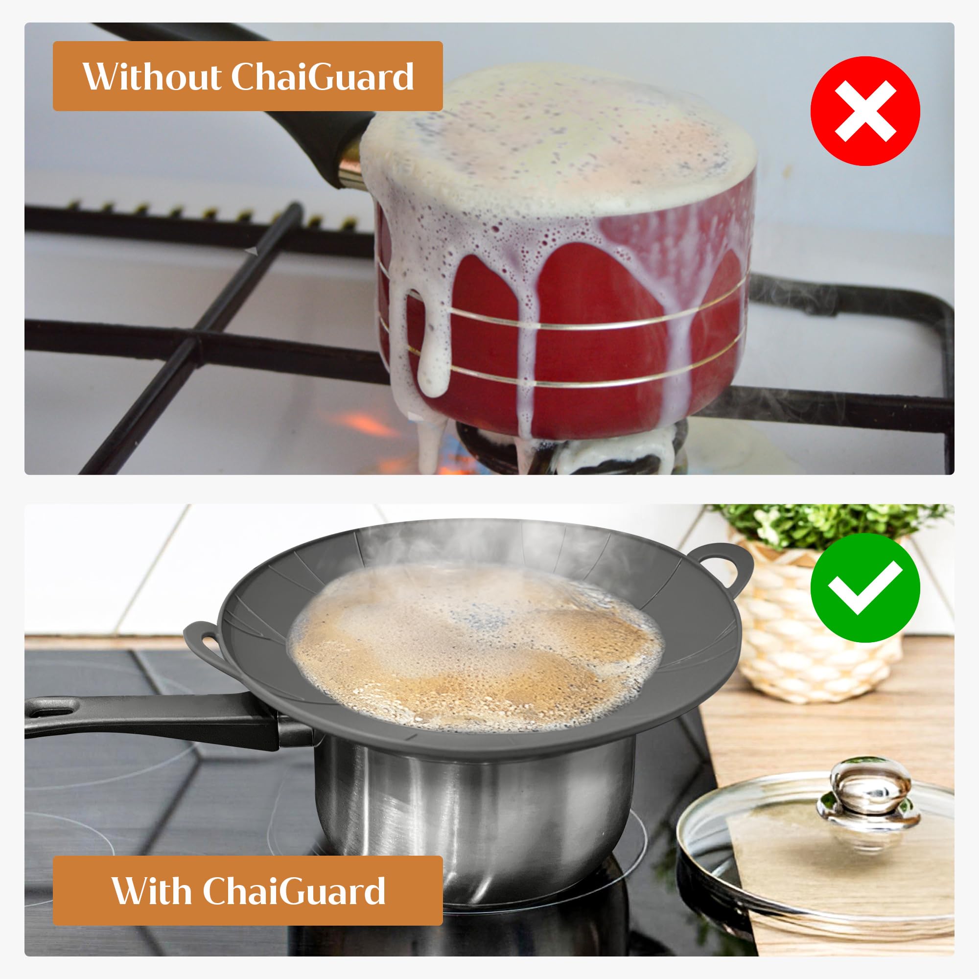 ChaiGuard silicone lid BPA-free for safe contact with hot liquids.