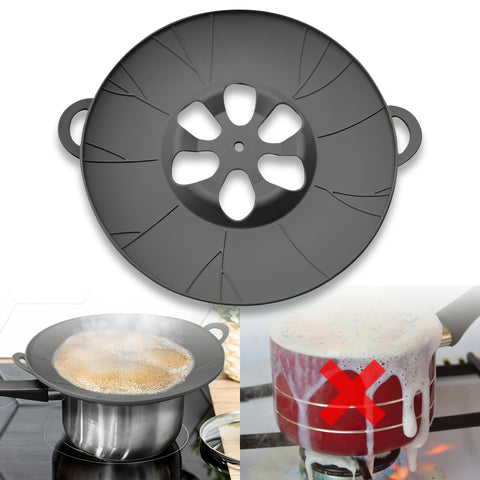 ChaiGuard universal lid fits chai pots and pans, preventing boilovers.