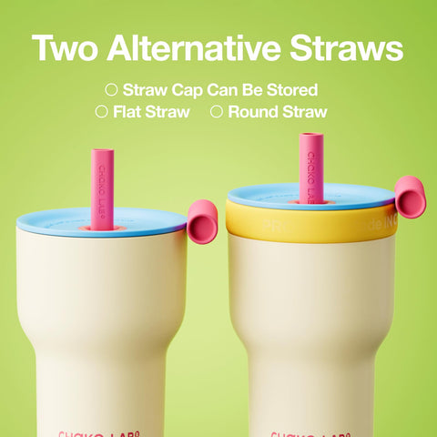 CHAKO LAB insulated bottle two-straw design in use for quick hydration