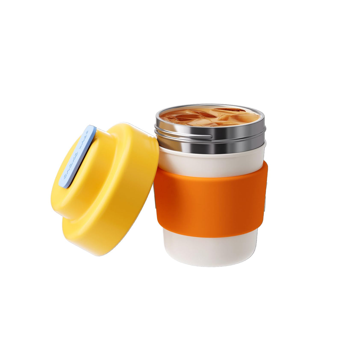 CHAKO LAB travel mug with yellow lid for on-the-go coffee.