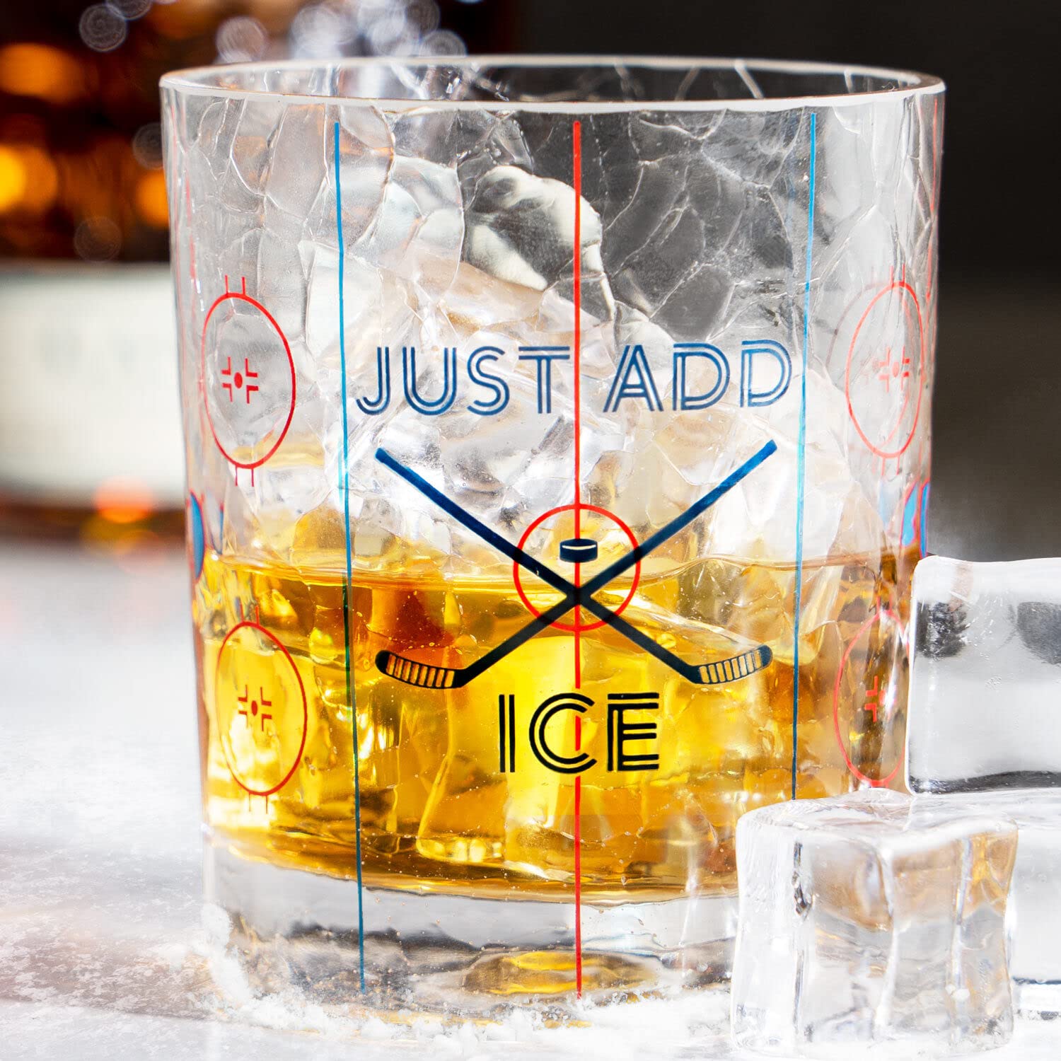 ChalkTalkSPORTS just-add-ice rocks glass with crackle design for refreshing cocktails