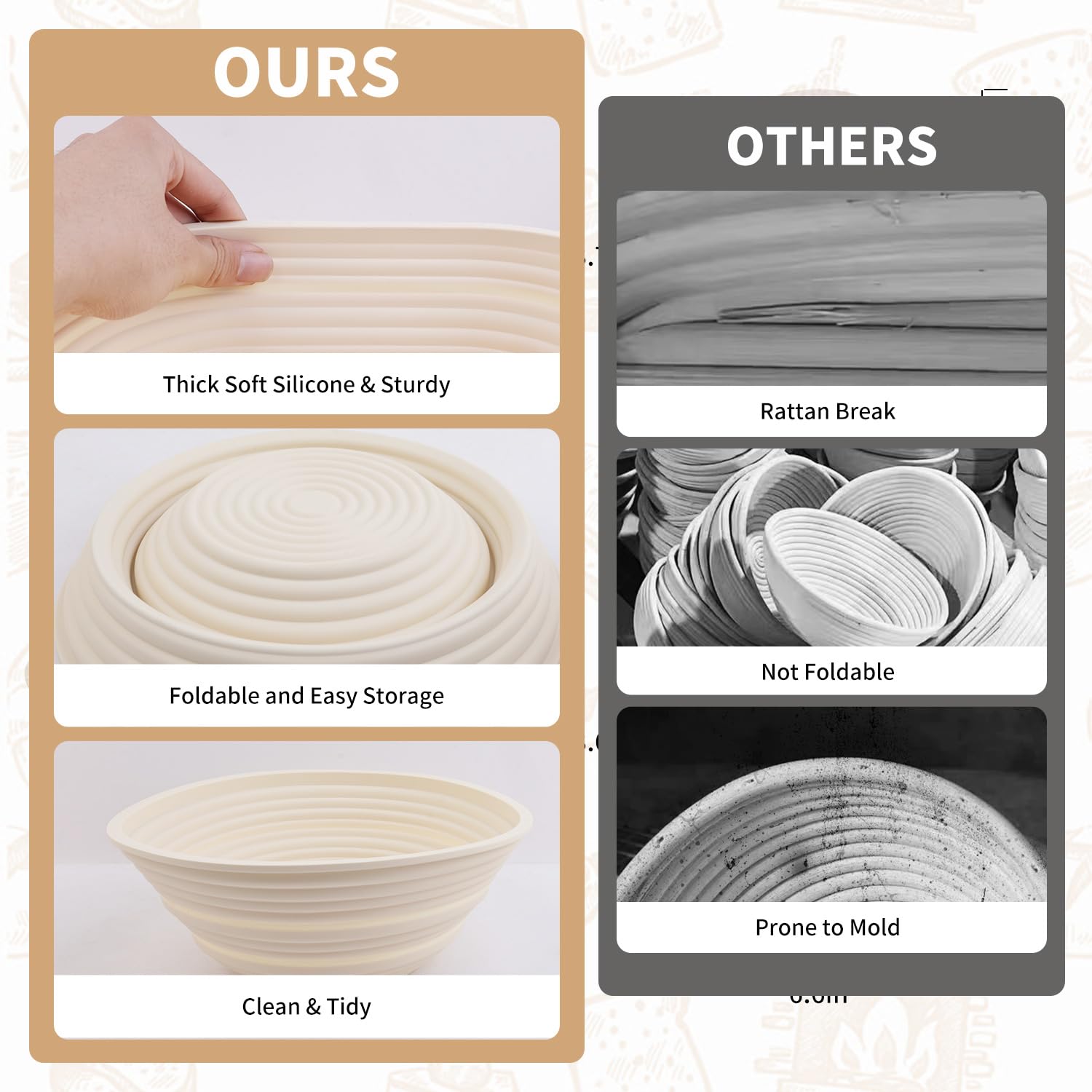 Cham-X non-stick surface for effortless dough release.