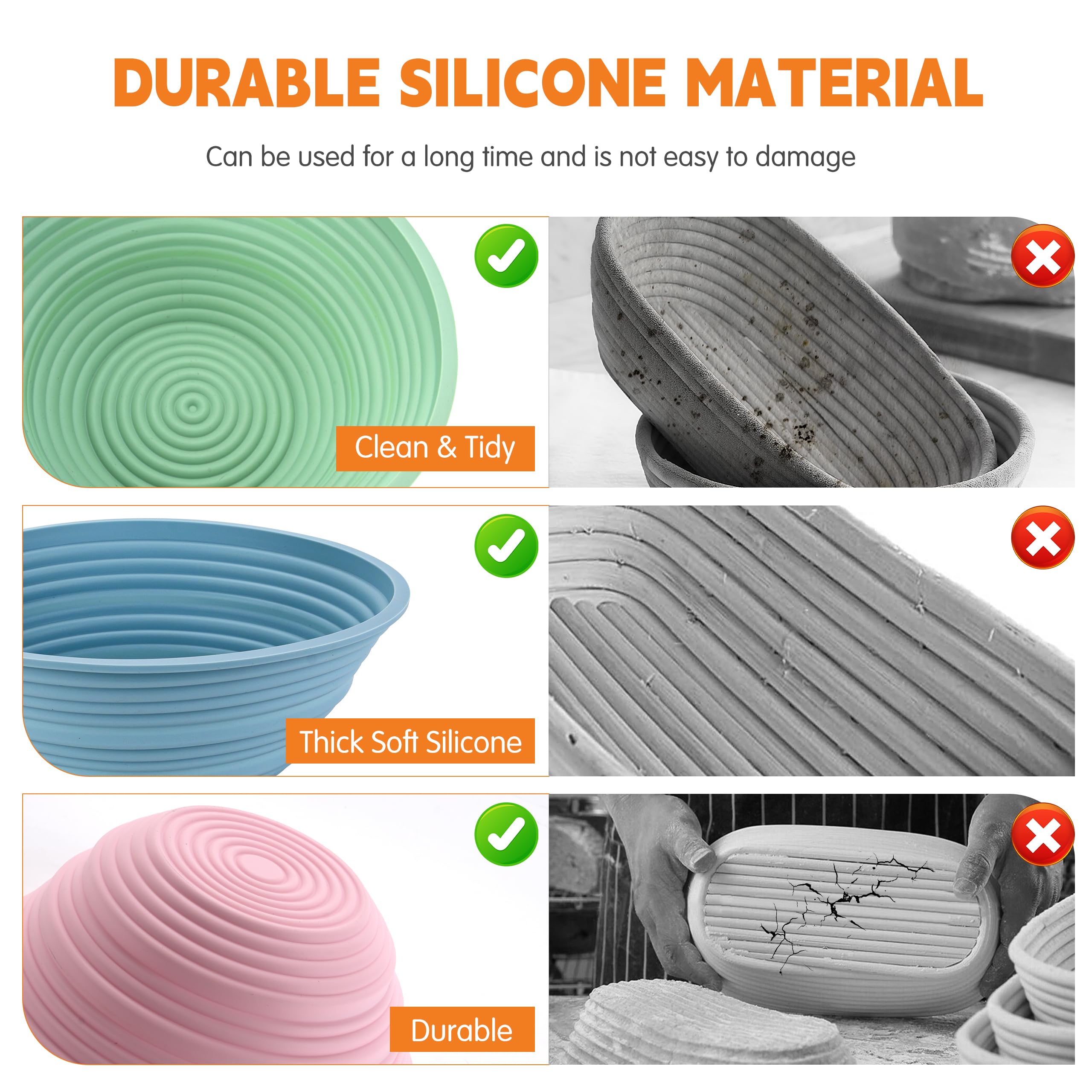 Cham-X silicone banneton basket smooth moisture-resistant design prevents mold