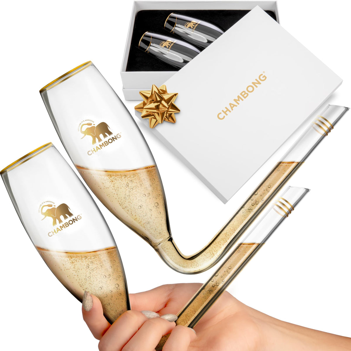Chambong glass champagne flute shooter for a stylish, spill-free 6oz pour