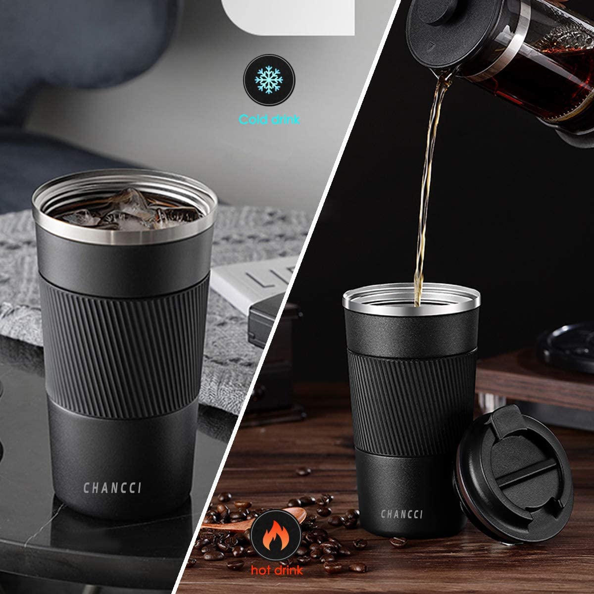 CHANCCI flip-lid design provides splash-free sipping anywhere