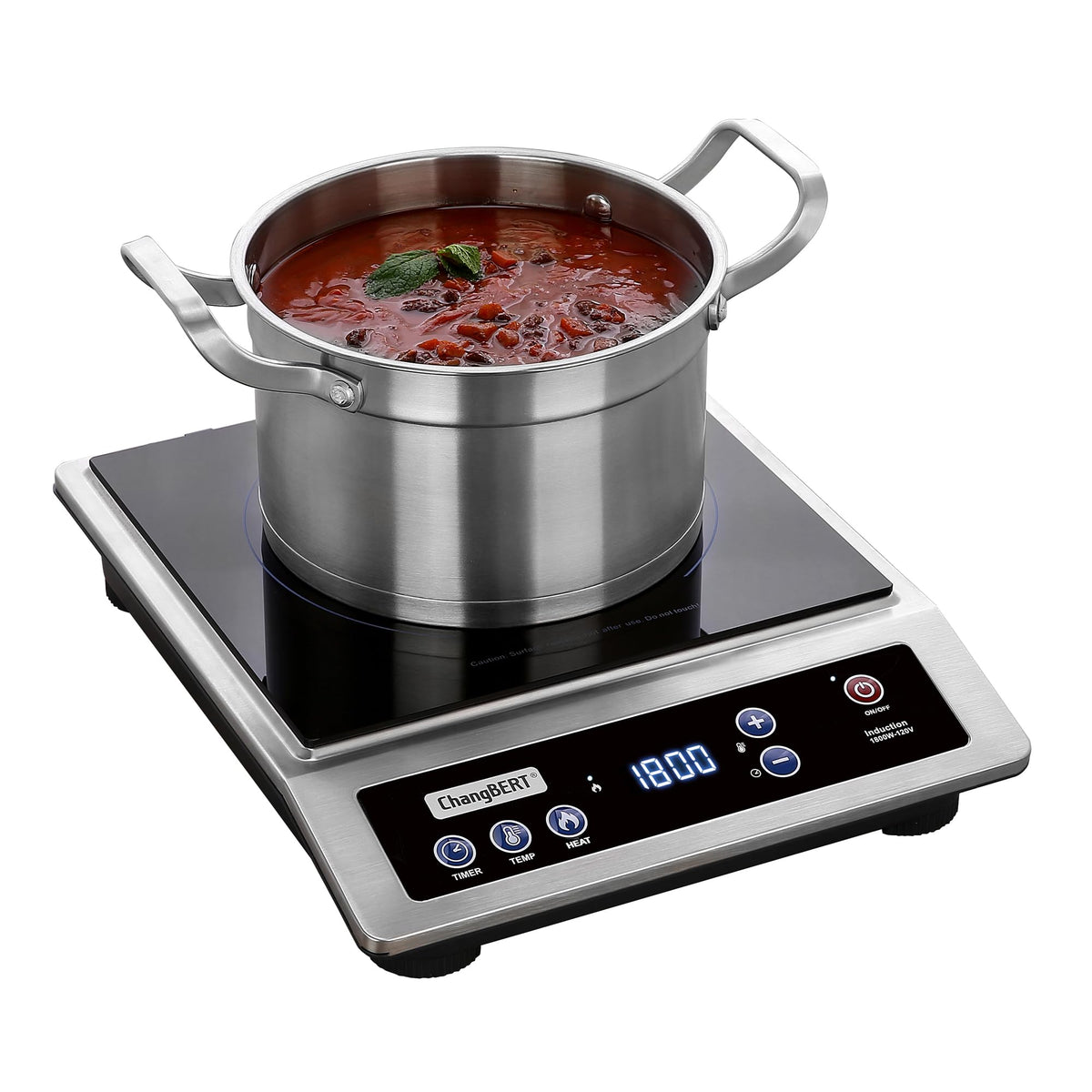 ChangBERT induction cooktop with a large coil for even heating in professional kitchens.