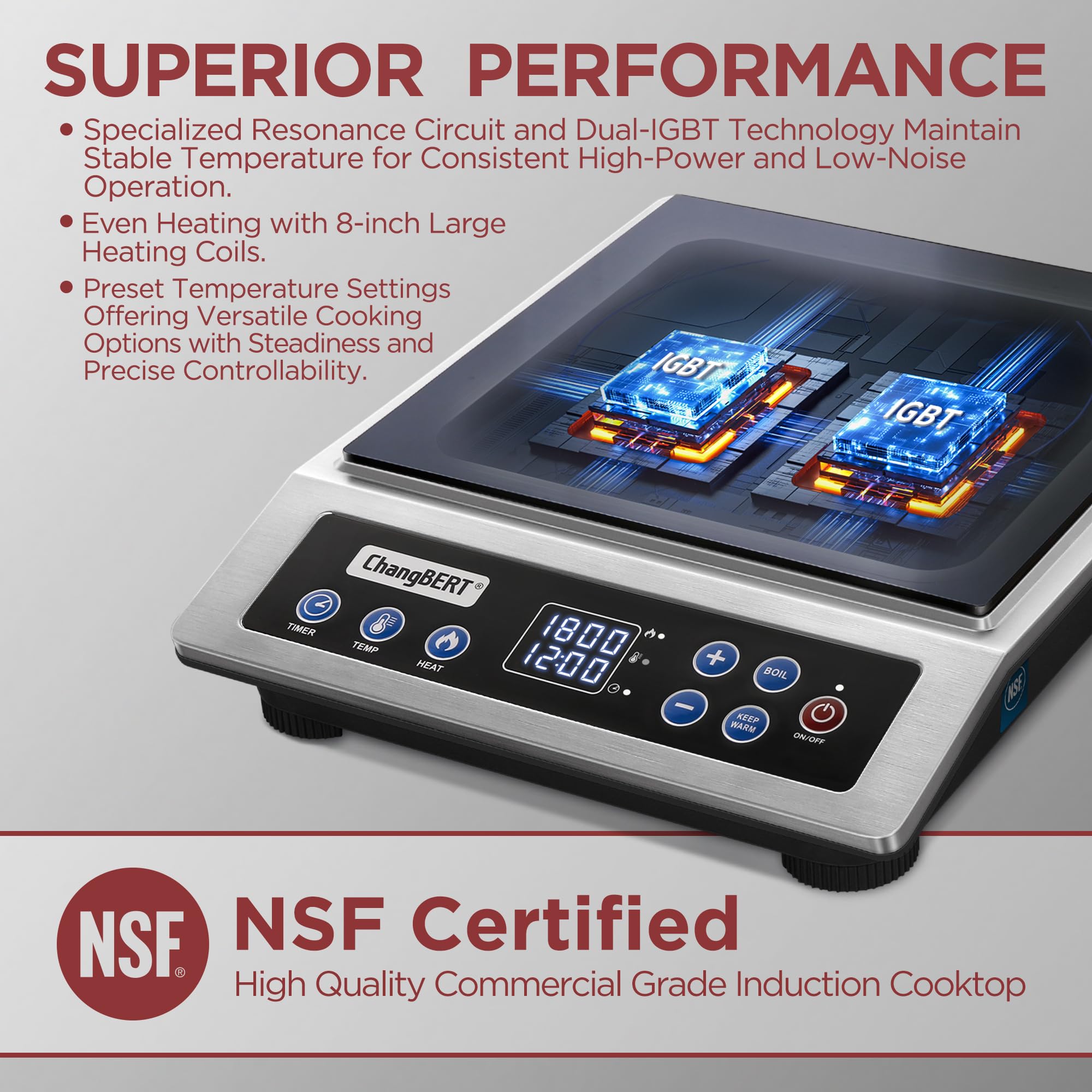 1-year warranty and service support for ChangBERT induction burner