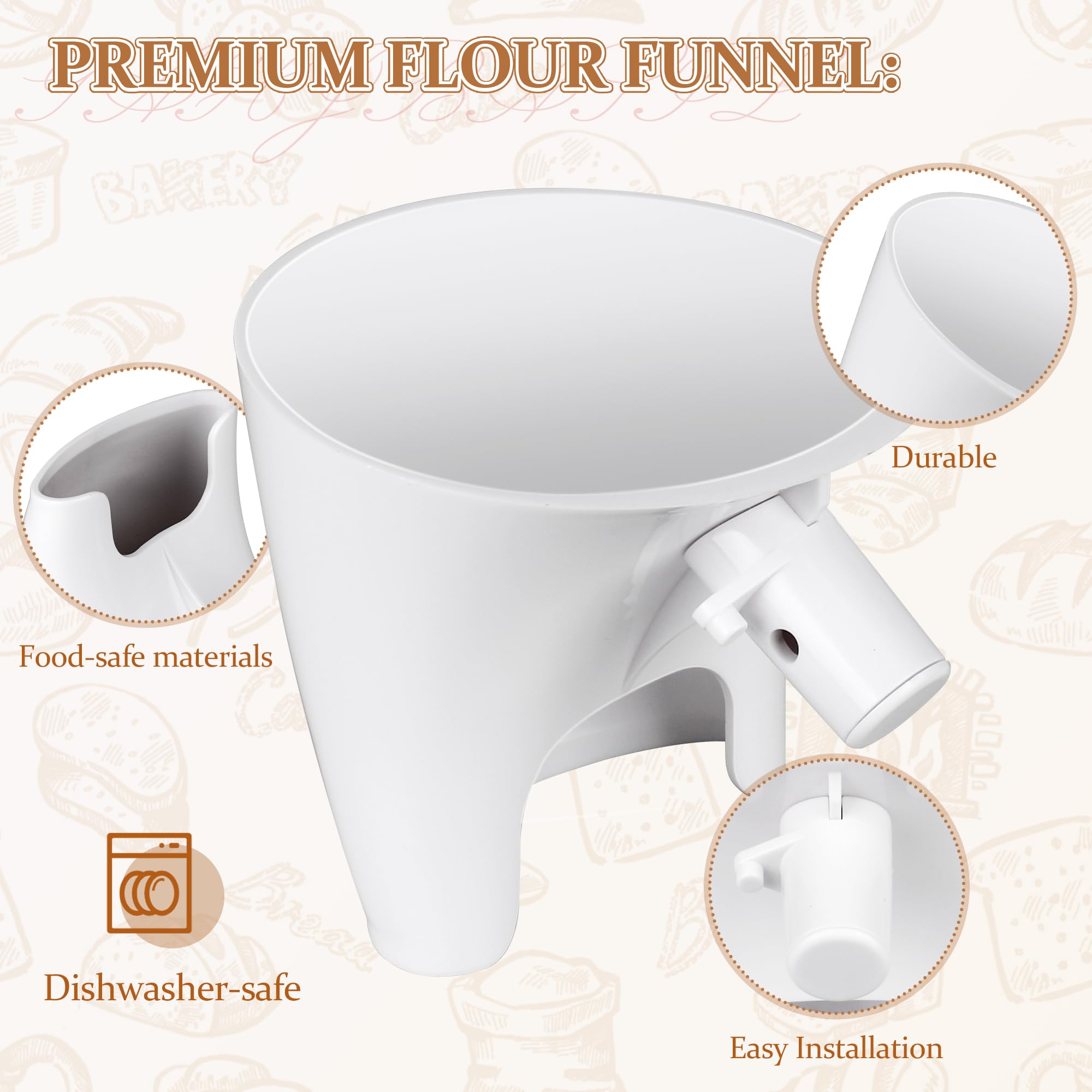 ChangTa flour funnel stores compactly to save kitchen space.