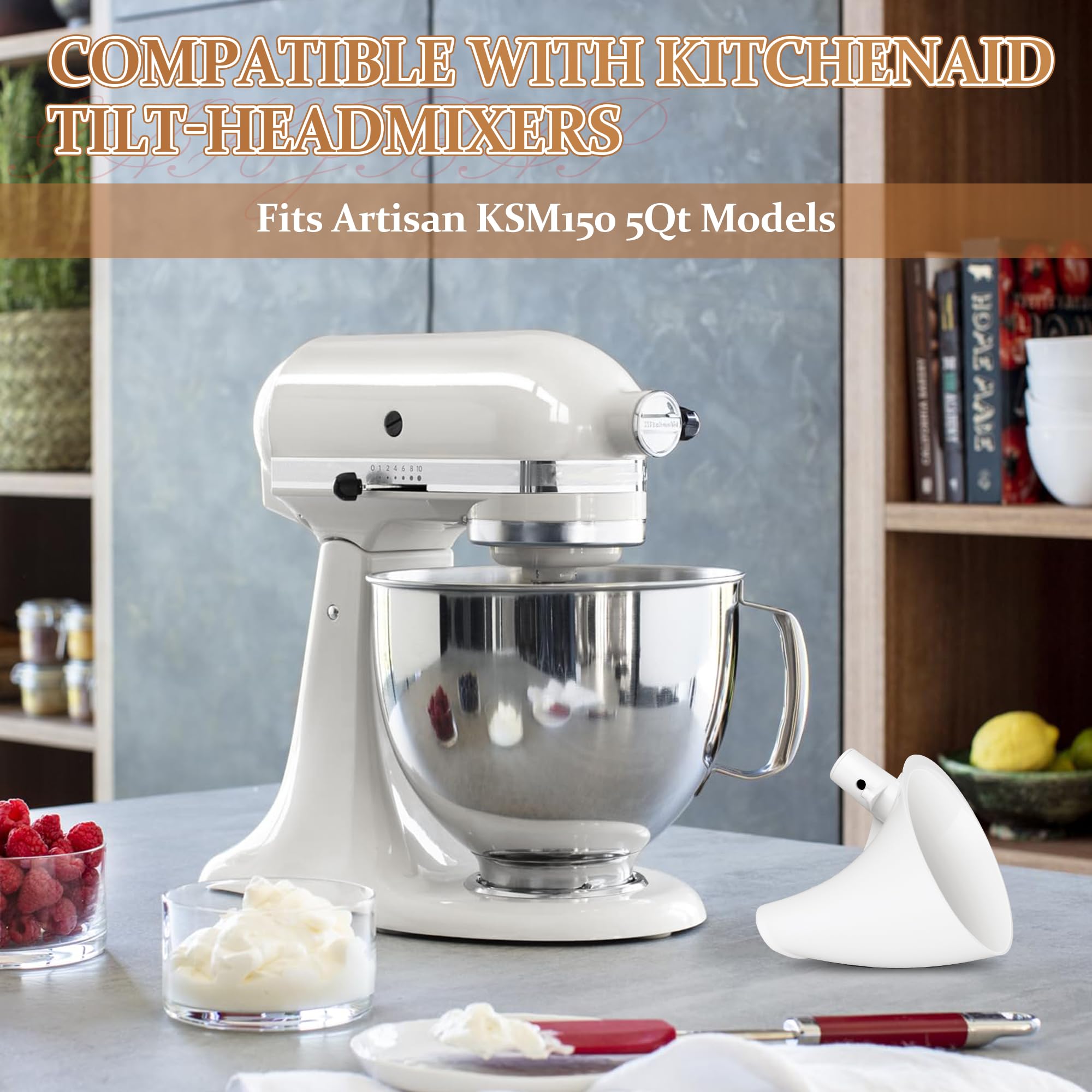 ChangTa flour funnel compatible with Kitchenaid Artisan KSM150 for versatile use.