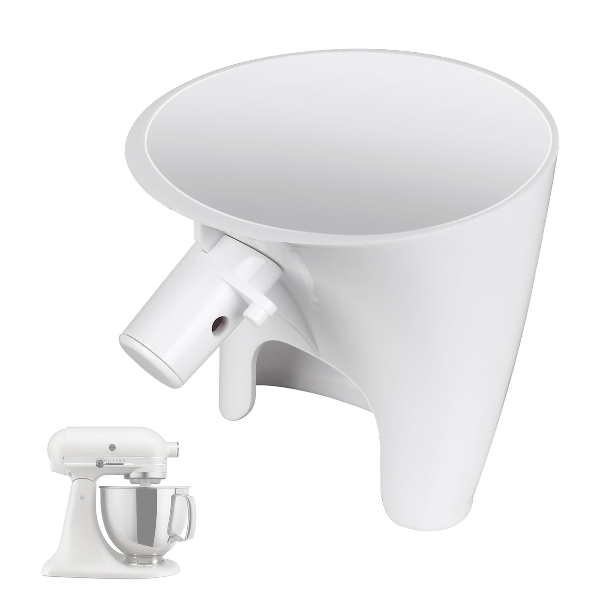 ChangTa flour funnel for KitchenAid attachment enables mess-free pouring into the bowl.