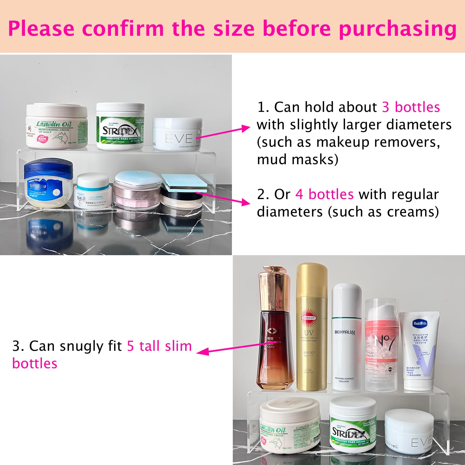 CHANNICORNER clear acrylic material provides transparent storage with quick item visibility.
