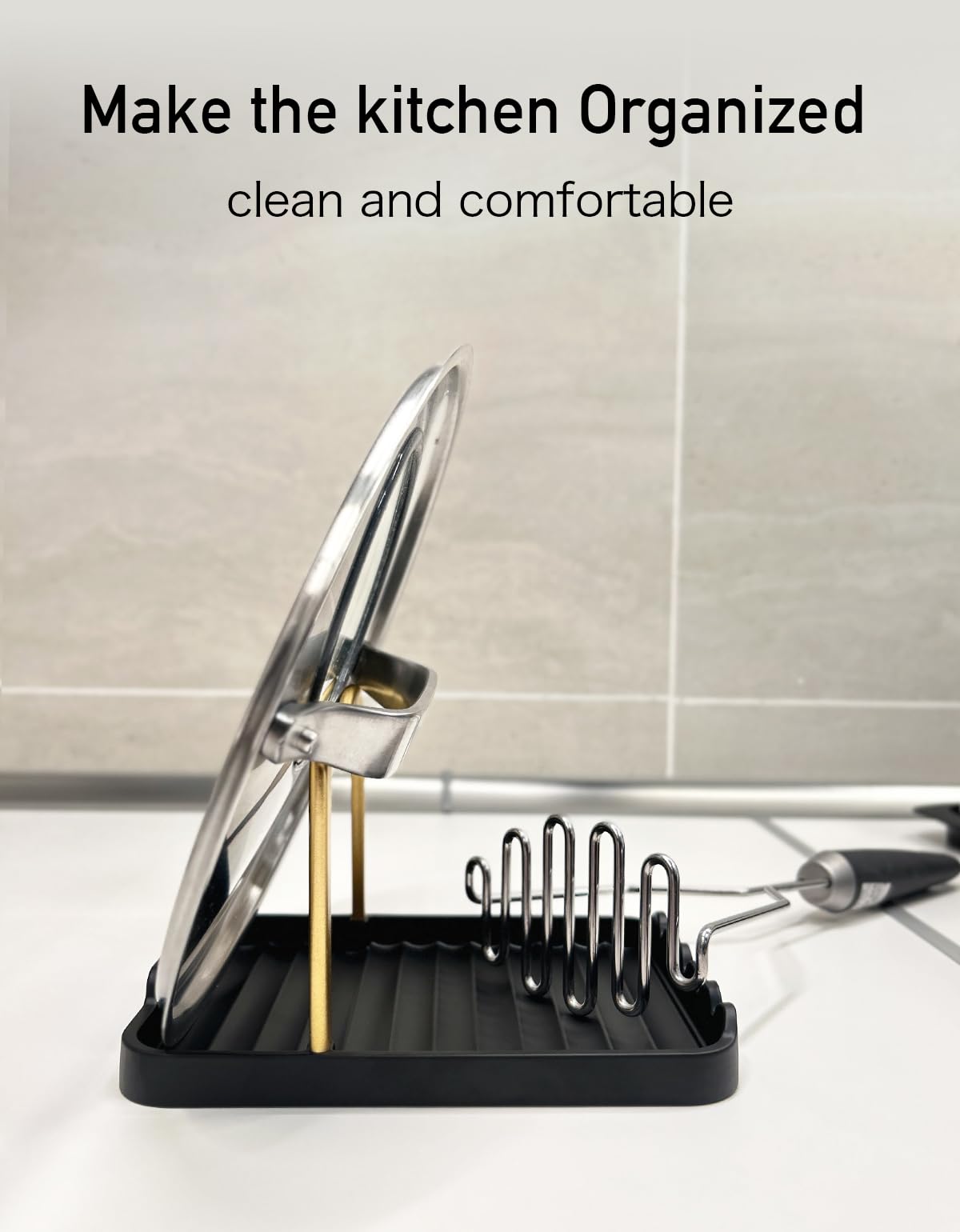CHANNICORNER spoon rest with weighted base prevents tipping while stirring