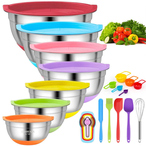 CHAREADA mixing bowls with airtight lids in a colorful set for organized prep