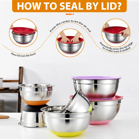 CHAREADA bowls with non-slip silicone bottoms to prevent sliding during use