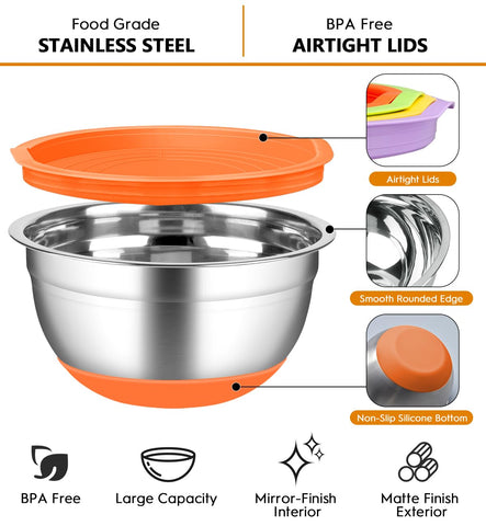 CHAREADA stainless steel bowls with mirror interior for precise mixing