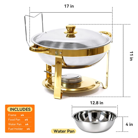 Charcofire gold finish buffet glow keeps dishes warm during service