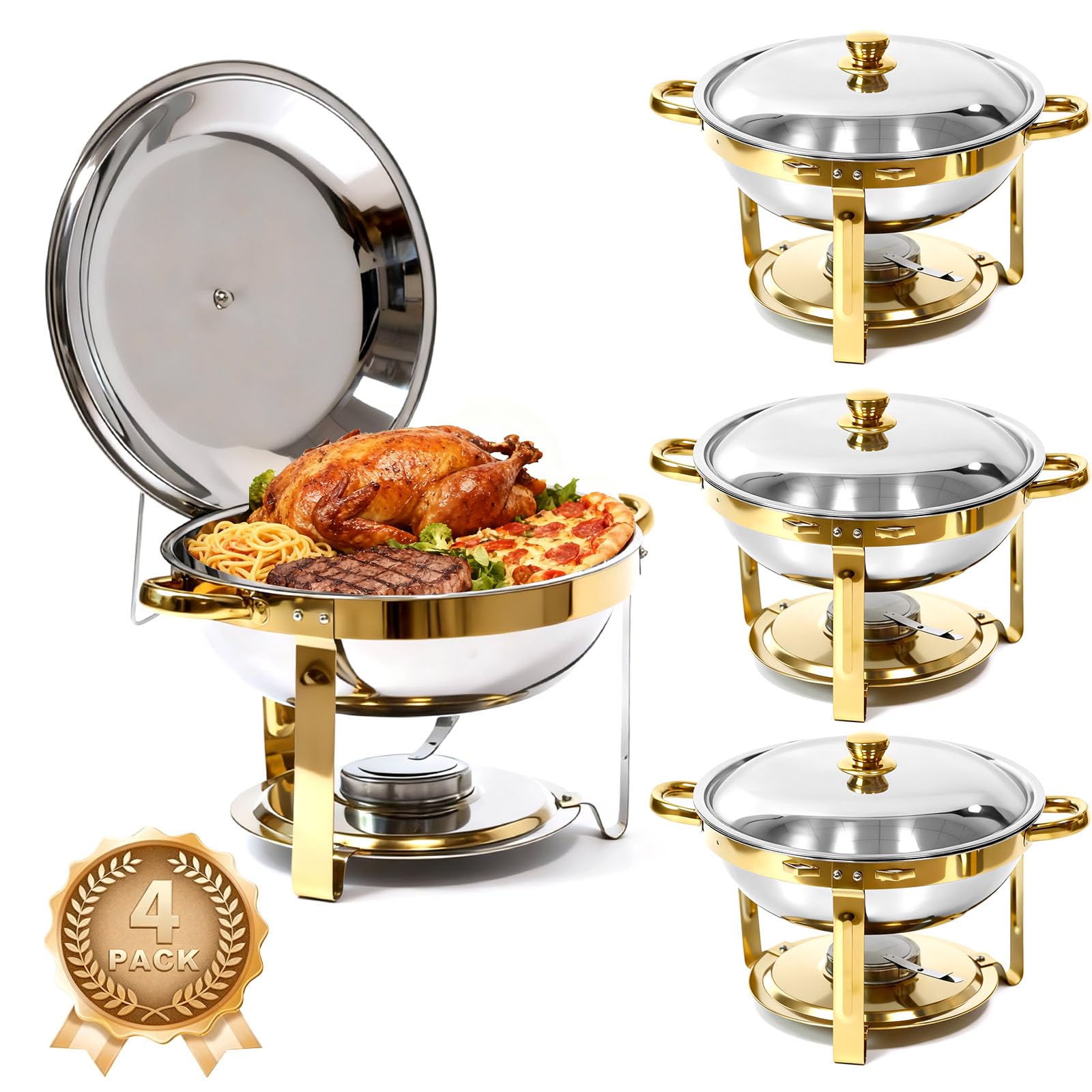 Charcofire gold round chafing dish setup for elegant events