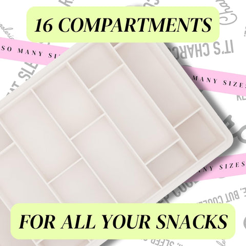 Charcoolerie 16-compartments-open shows varied snack sections