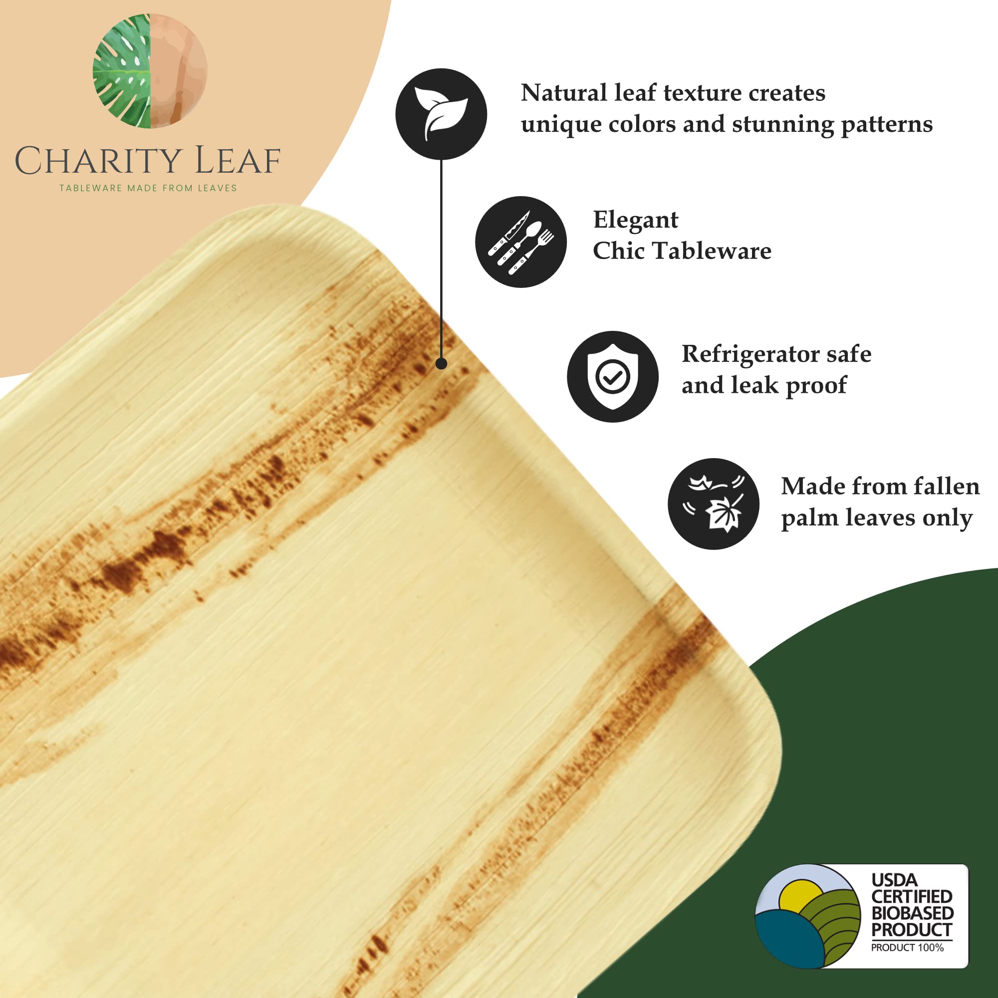 Charity Leaf nature-inspired tray closeup highlighting eco-friendly material