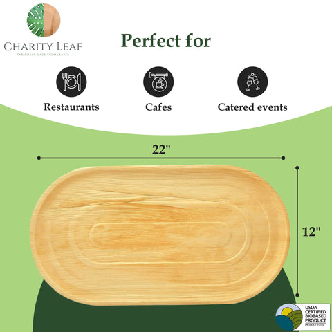 Charity Leaf palm leaf tray arranged as charcuterie board for snacks
