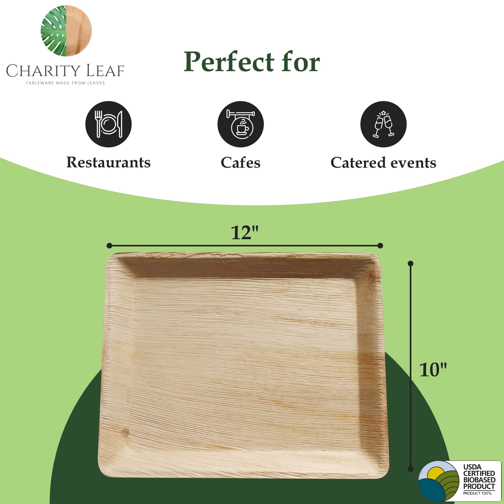 Charity Leaf wedding dinnerware tray ideal for upscale receptions