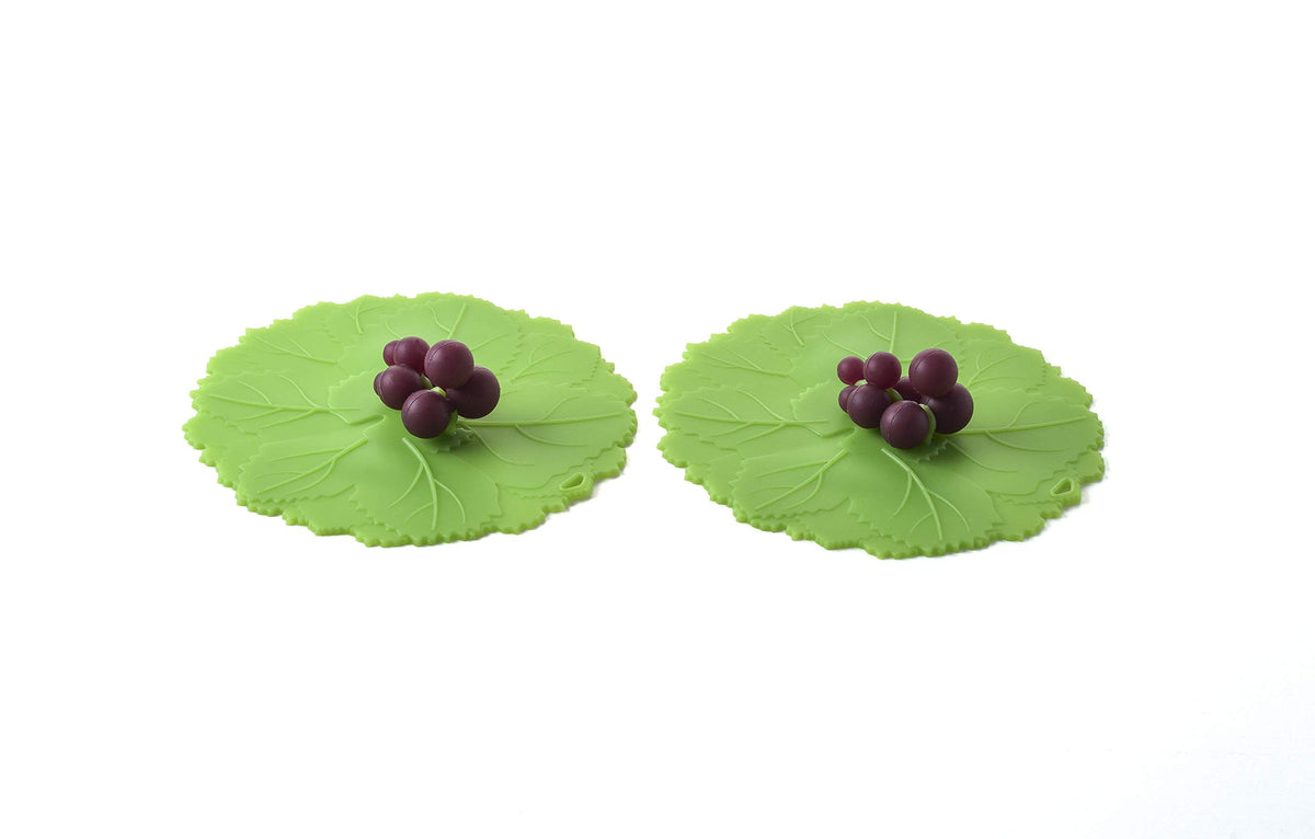 Charles Viancin Grape Drink Cover on glass preserves warmth and blocks pests.