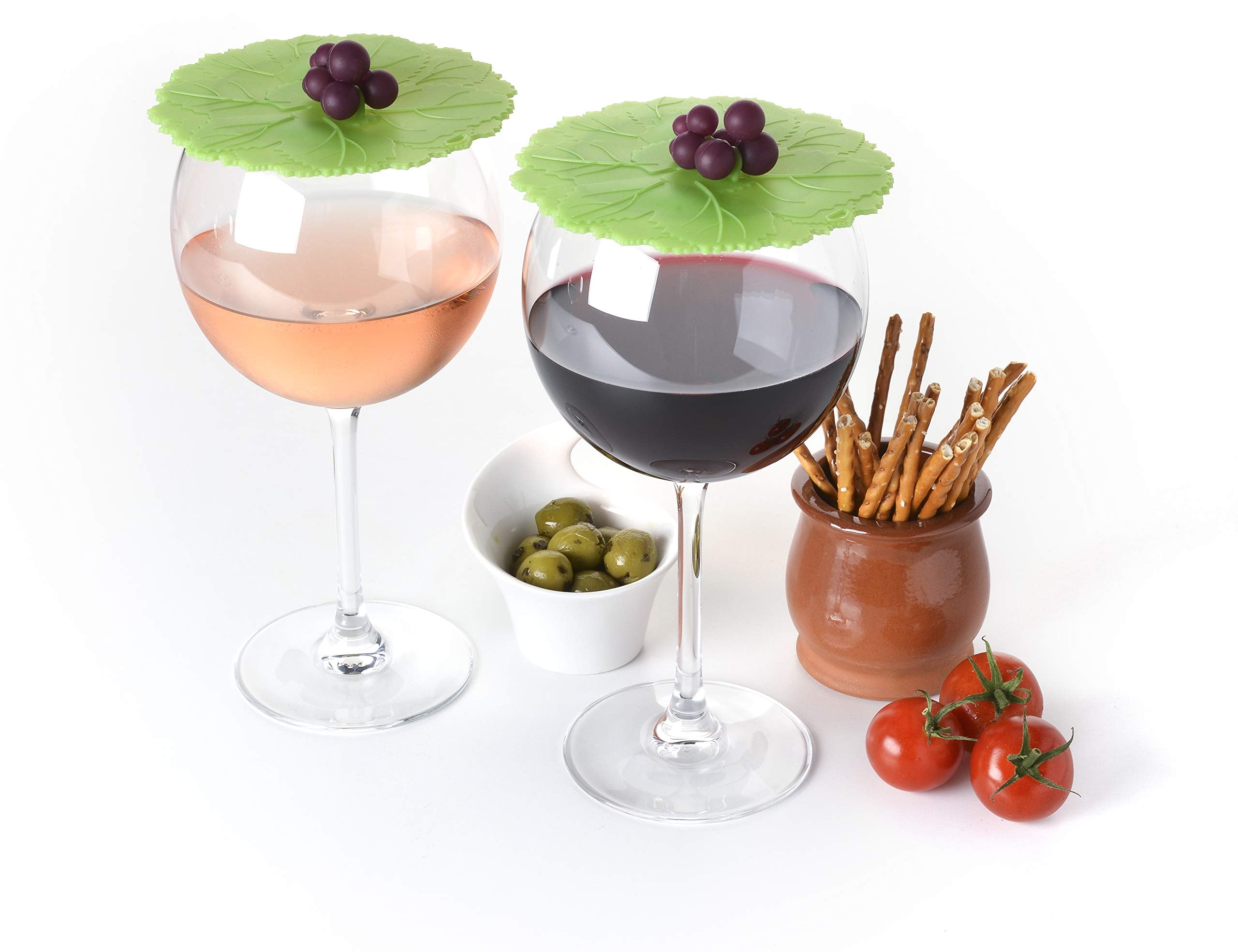 Charles Viancin Grape Drink Cover set two on table keeps beverages fresh.