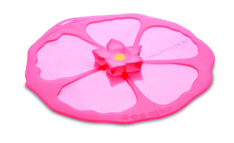 Charles Viancin Hibiscus drink cover protects beverages from insects.