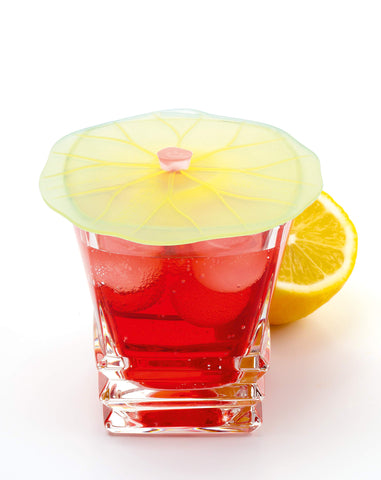 Lilypad lid on a cold beverage keeps it refreshing and protected.