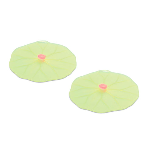 Charles Viancin Lilypad drink cover seals a glass for spill-free sipping.