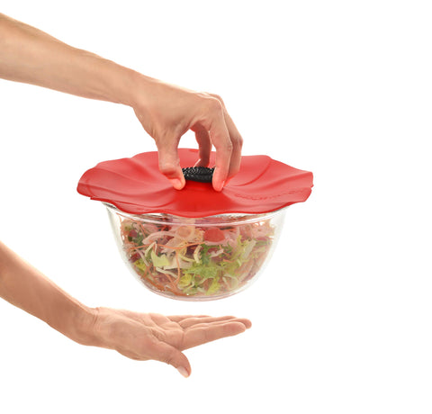 Charles Viancin Poppy lid fits smooth rims for cooking and reheating