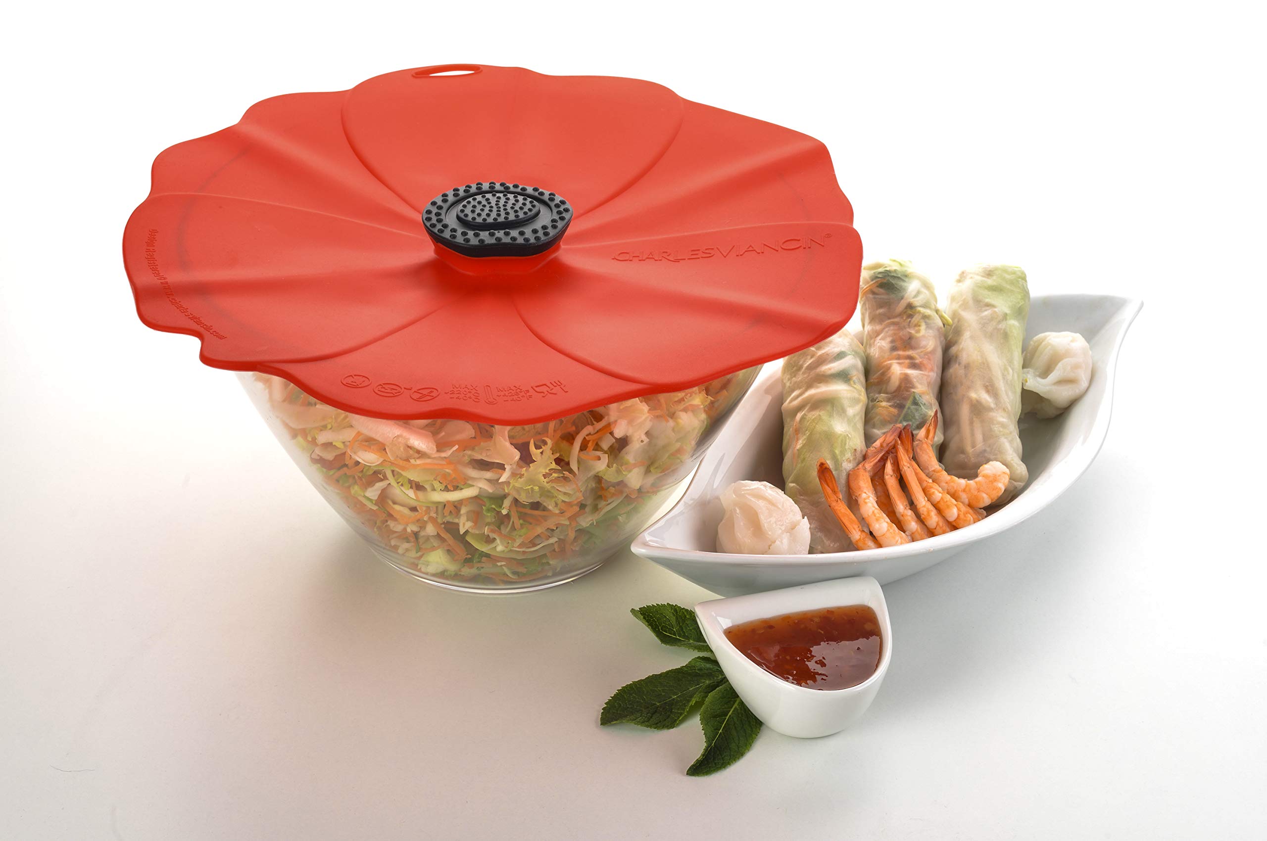 Charles Viancin Poppy silicone lids come in multiple sizes for different containers.