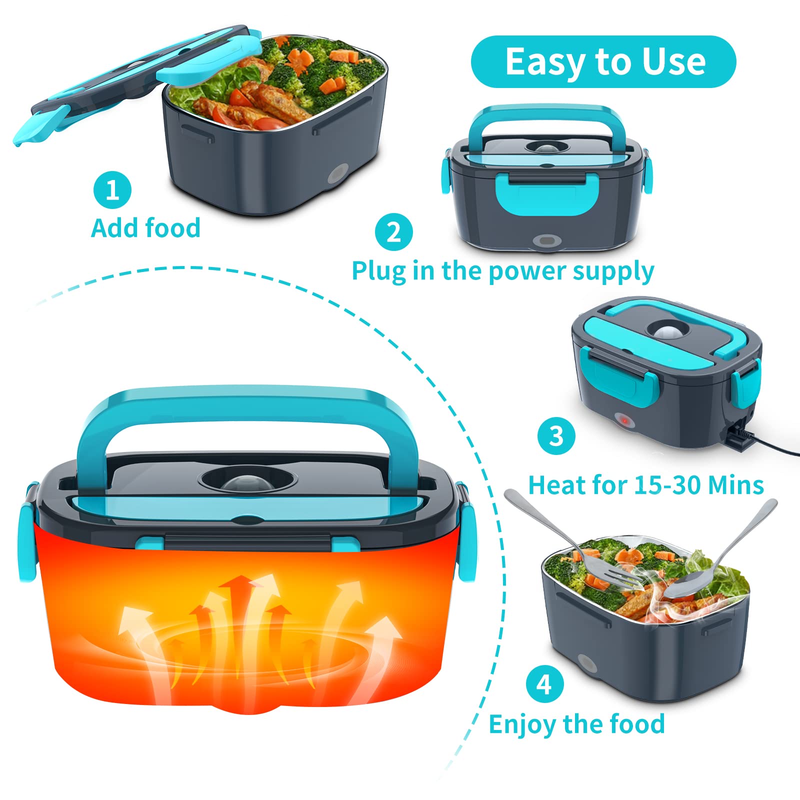 CHARMDOO car-friendly lunch box works with 12V/24V/110V for flexible heating.