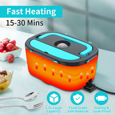 CHARMDOO electric lunch box stainless steel 1.5L container keeps food warm.
